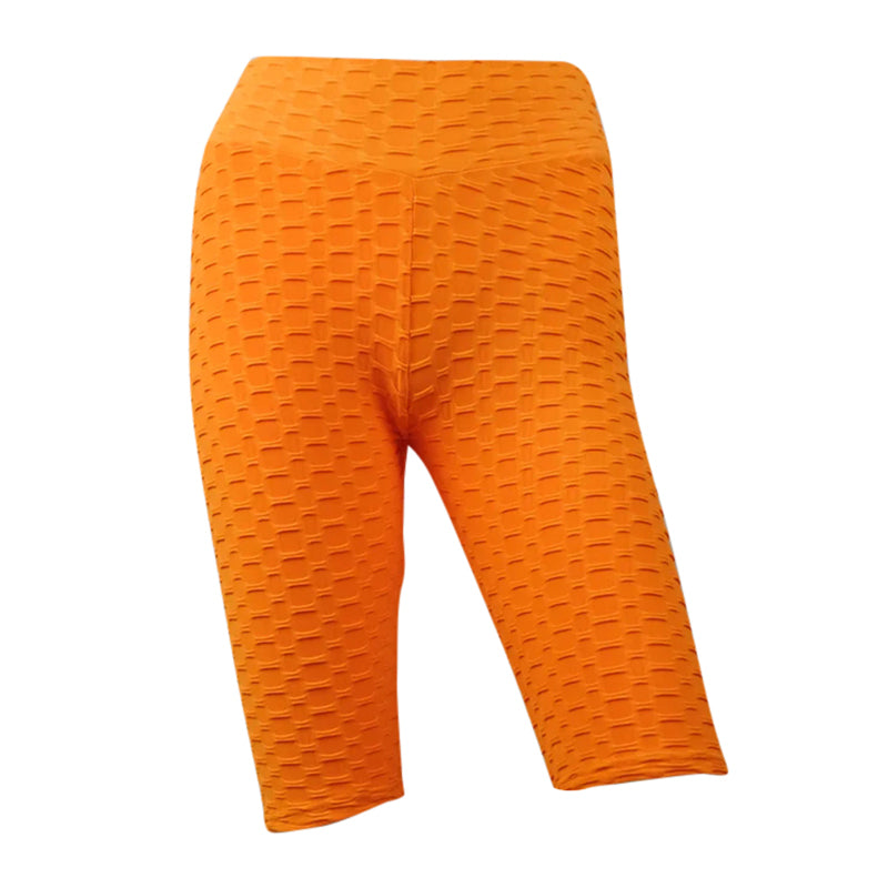 Milfness/AYW Workout Rider Honeycomb Capri Shorts Leggings high waisted nylon spandex booty lifting anti cellulite orange