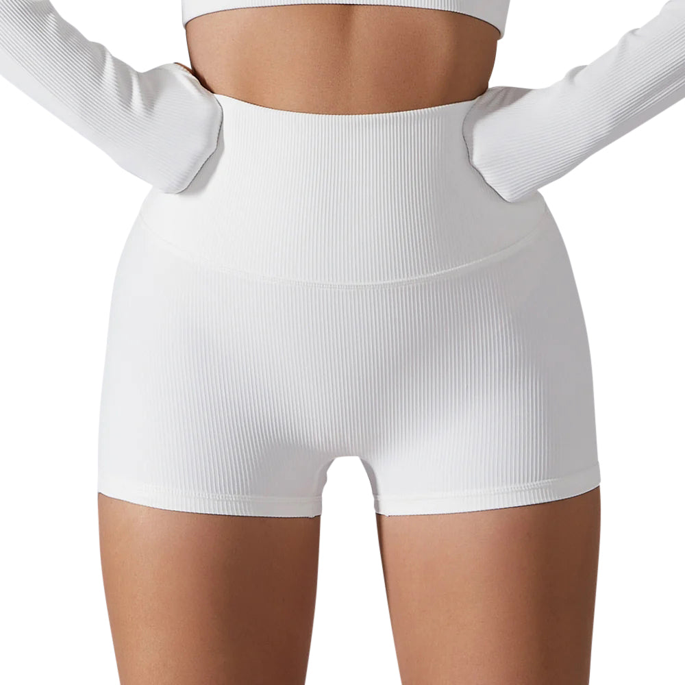 Lazy Girl High Waist Butt Lifting Tummy Control Shorts white