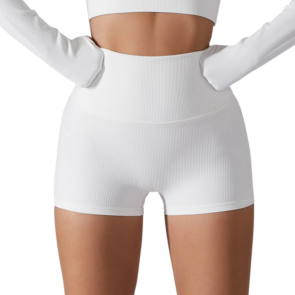 Lazy Girl High Waist Butt Lifting Tummy Control Shorts white