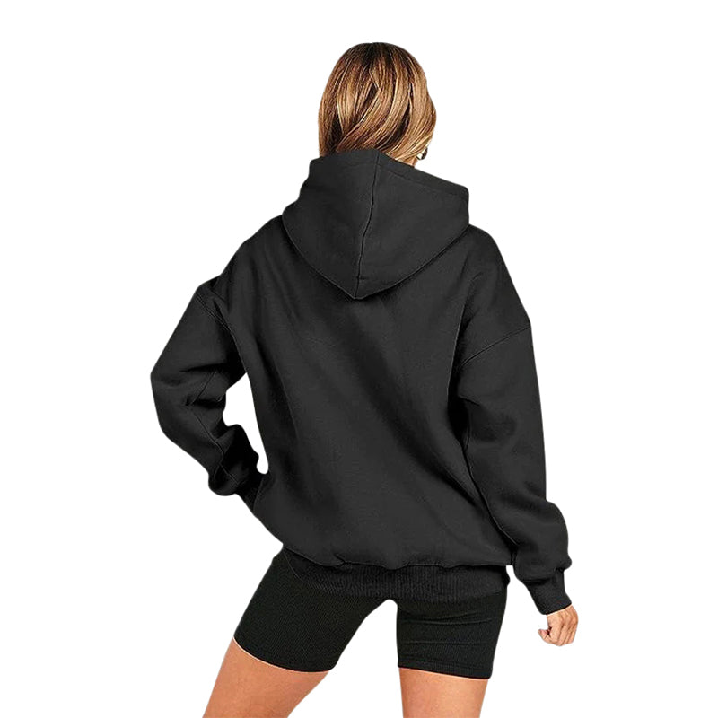 Loose Hooded Sweater Women's Sports And Leisure black