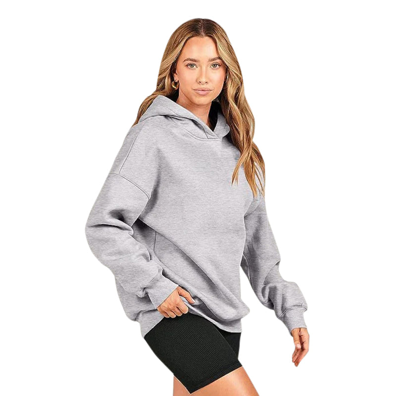 Loose Hooded Sweater Women's Sports And Leisure gray