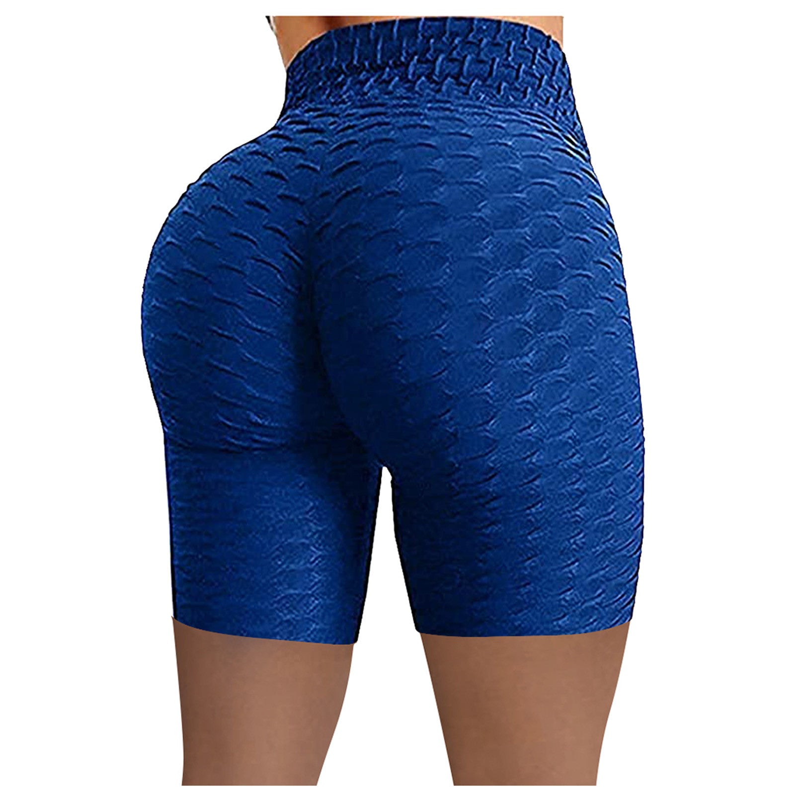 Honeycomb Legging Capri Shorts Back View Blue Color