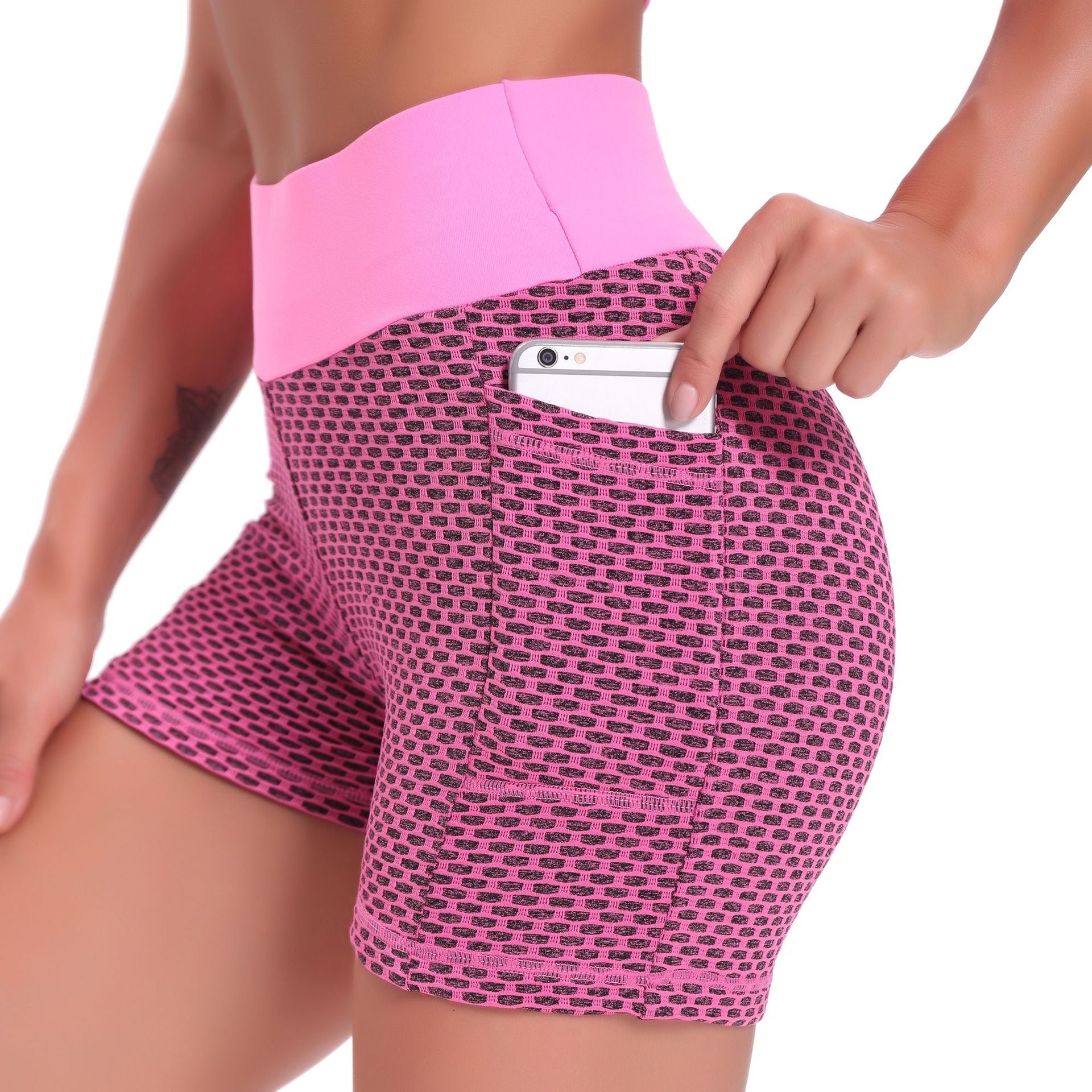 Pink Mesh/Honeycomb Legging Short With Pocket.jpg