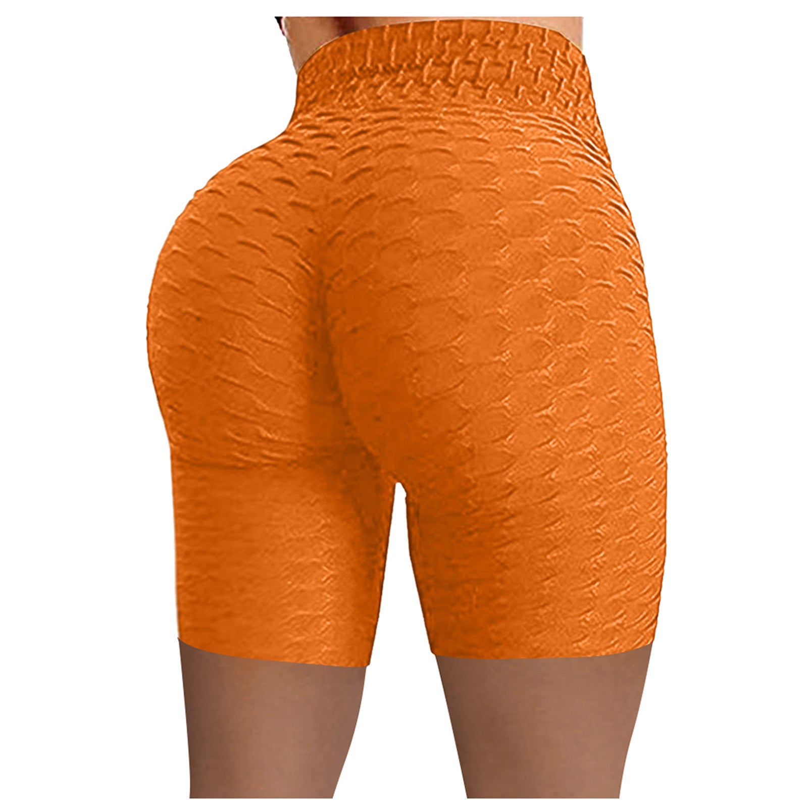 Honeycomb Legging Capri Shorts Back View Orange